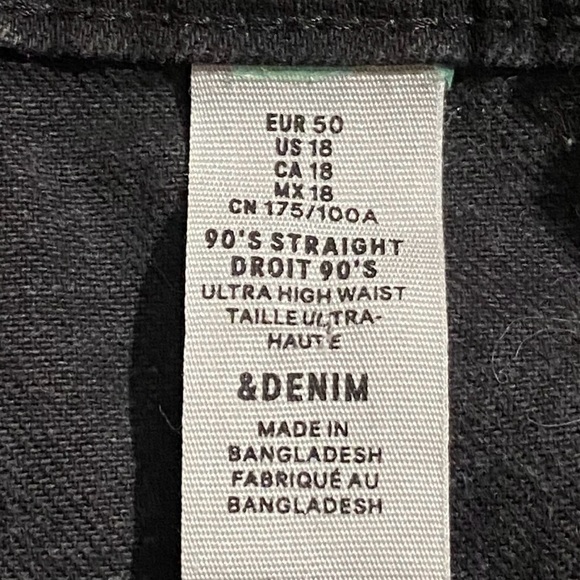 NWT H&M 90s Straight Ultra High Waist Jeans Black Women’s Size 18 - Picture 7 of 7